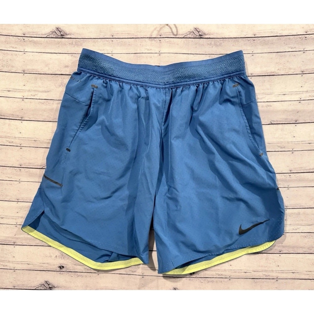 Nike Mens Running Short L Blue Active Gym Stretch Unlined 7" Inseam 847819 437